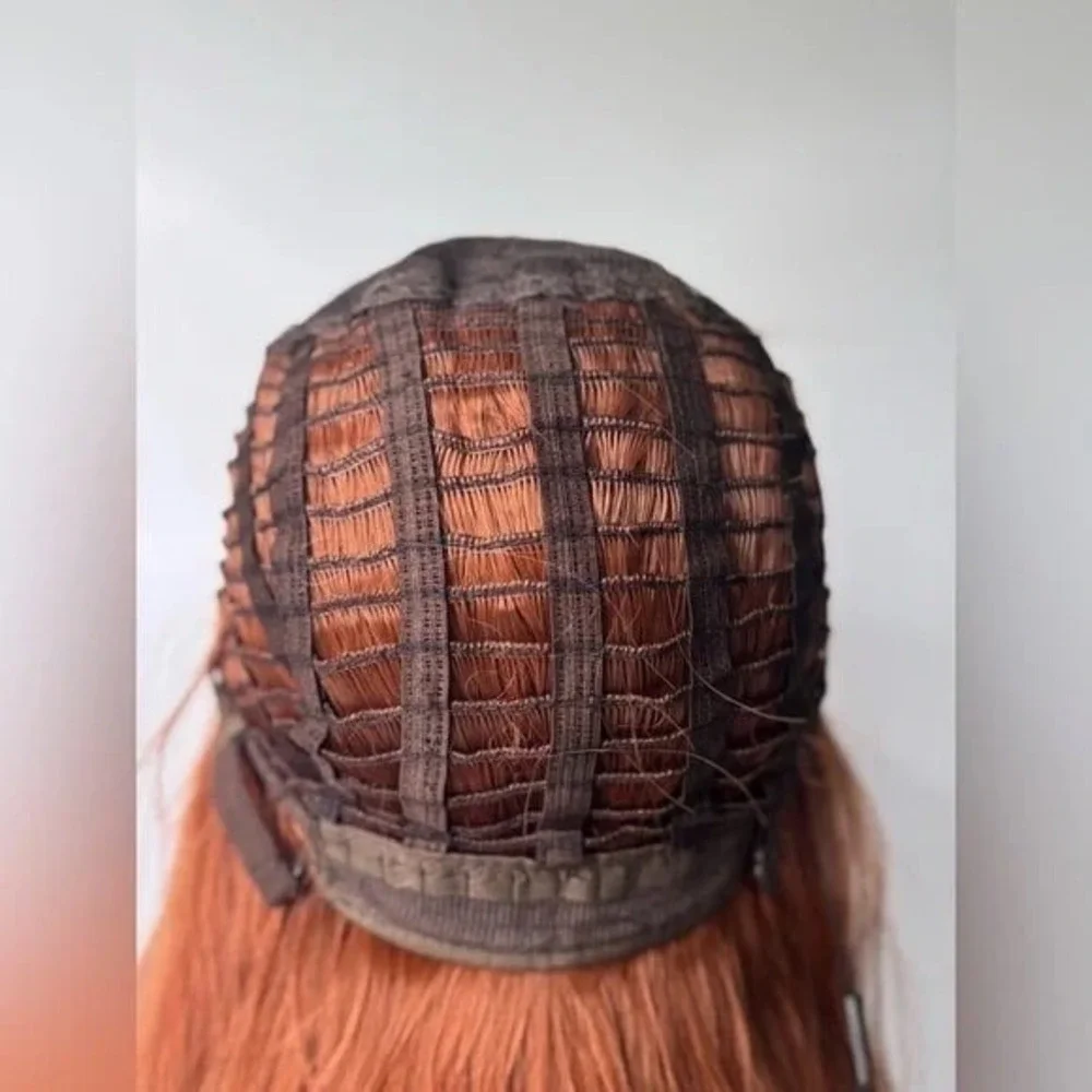 Auburn Red Wig for Women – Long Straight Wig with Full Fringe Bangs